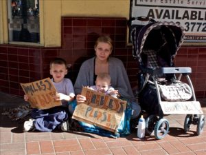 homeless mom and 2 children